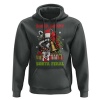 Funny Christmas Racoon Hoodie Sorta Merry Sorta Feral Xmas Wreath