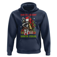 Funny Christmas Racoon Hoodie Sorta Merry Sorta Feral Xmas Wreath