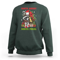 Funny Christmas Racoon Sweatshirt Sorta Merry Sorta Feral Xmas Wreath - Wonder Print Shop