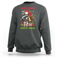 Funny Christmas Racoon Sweatshirt Sorta Merry Sorta Feral Xmas Wreath - Wonder Print Shop