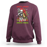 Funny Christmas Racoon Sweatshirt Sorta Merry Sorta Feral Xmas Wreath - Wonder Print Shop