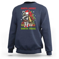 Funny Christmas Racoon Sweatshirt Sorta Merry Sorta Feral Xmas Wreath - Wonder Print Shop