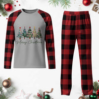 Merry Christmas Coquette Xmas Tree Plaid Pajama Set Cute Pink Bow TS11