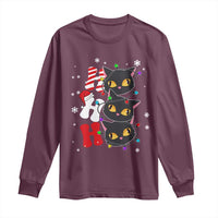 Funny Christmas Black Cat Triple Ho Long Sleeve Shirt