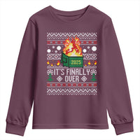 Funny Christmas Lil Dumpster Fire Youth Sweatshirt It Is Finally Over 2025 - Wonder Print Shop