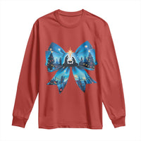Jesus God Nativity Scene Coquette Bow Christmas Long Sleeve Shirt
