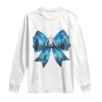 Jesus God Nativity Scene Coquette Bow Christmas Long Sleeve Shirt