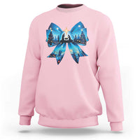 Jesus God Nativity Scene Coquette Bow Christmas Sweatshirt - Wonder Print Shop