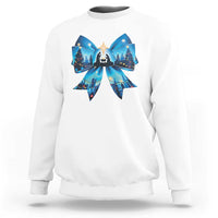 Jesus God Nativity Scene Coquette Bow Christmas Sweatshirt - Wonder Print Shop