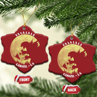 Funny Xmas Godzilla Christmas Ornament Falalala Godzil La Santa Reindeers Xmas Japanese Monster - Wonder Print Shop