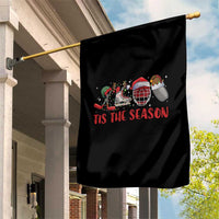 Funny Christmas Ice Hockey Garden Flag Tis The Season Santa Elf Hat Hockey Equipment - Wonder Print Shop