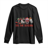 Funny Christmas Ice Hockey Long Sleeve Shirt Tis The Season Santa Elf Hat Hockey Equipment