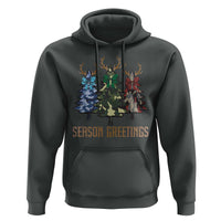 Funny Christmas Hunting Hoodie Season Greetings Camouflage Xmas Tree Reindeers