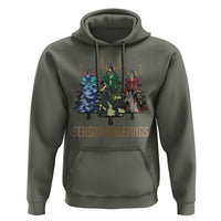 Funny Christmas Hunting Hoodie Season Greetings Camouflage Xmas Tree Reindeers
