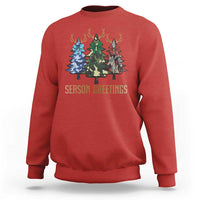 Funny Christmas Hunting Sweatshirt Season Greetings Camouflage Xmas Tree Reindeers - Wonder Print Shop