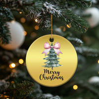 Funny Coquette Merry Xmas Christmas Ornament Pink Bow Xmas Tree - Wonder Print Shop