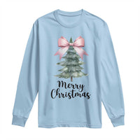 Funny Coquette Merry Christmas Long Sleeve Shirt Pink Bow Xmas Tree