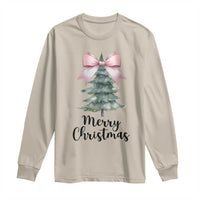 Funny Coquette Merry Christmas Long Sleeve Shirt Pink Bow Xmas Tree