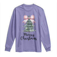 Funny Coquette Merry Christmas Long Sleeve Shirt Pink Bow Xmas Tree