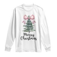 Funny Coquette Merry Christmas Long Sleeve Shirt Pink Bow Xmas Tree