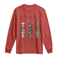 Funny Christmas Hunting Long Sleeve Shirt Christmas Is Calling Camouflage Hunting Whistle