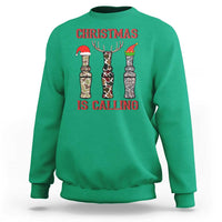 Funny Christmas Hunting Sweatshirt Christmas Is Calling Camouflage Hunting Whistle - Wonder Print Shop