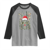 Funny Christmas Reindeer Hunting Camo Flag Raglan Shirt - Wonder Print Shop