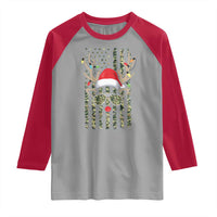 Funny Christmas Reindeer Hunting Camo Flag Raglan Shirt - Wonder Print Shop