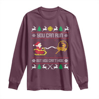 Funny Christmas Deer Hunting Long Sleeve Shirt You Can Run But You Can't Hide Santa