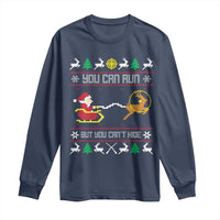 Funny Christmas Deer Hunting Long Sleeve Shirt You Can Run But You Can't Hide Santa