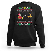 Funny Christmas Deer Hunting Sweatshirt You Can Run But You Can't Hide Santa - Wonder Print Shop