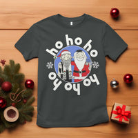 Funny Christmas Hanukkah T Shirt Triple Ho Yo Santa Hebrew Snowflake Menorah - Wonder Print Shop