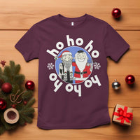 Funny Christmas Hanukkah T Shirt Triple Ho Yo Santa Hebrew Snowflake Menorah - Wonder Print Shop
