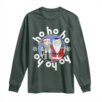 Funny Christmas Hanukkah Long Sleeve Shirt Triple Ho Yo Santa Hebrew Snowflake Menorah