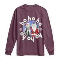 Funny Christmas Hanukkah Long Sleeve Shirt Triple Ho Yo Santa Hebrew Snowflake Menorah