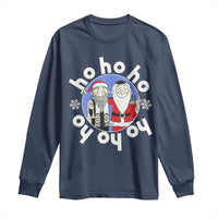 Funny Christmas Hanukkah Long Sleeve Shirt Triple Ho Yo Santa Hebrew Snowflake Menorah