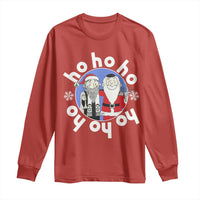 Funny Christmas Hanukkah Long Sleeve Shirt Triple Ho Yo Santa Hebrew Snowflake Menorah