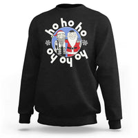 Funny Christmas Hanukkah Sweatshirt Triple Ho Yo Santa Hebrew Snowflake Menorah - Wonder Print Shop
