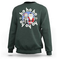 Funny Christmas Hanukkah Sweatshirt Triple Ho Yo Santa Hebrew Snowflake Menorah - Wonder Print Shop