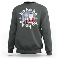 Funny Christmas Hanukkah Sweatshirt Triple Ho Yo Santa Hebrew Snowflake Menorah - Wonder Print Shop