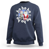 Funny Christmas Hanukkah Sweatshirt Triple Ho Yo Santa Hebrew Snowflake Menorah - Wonder Print Shop
