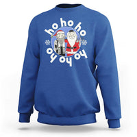 Funny Christmas Hanukkah Sweatshirt Triple Ho Yo Santa Hebrew Snowflake Menorah - Wonder Print Shop