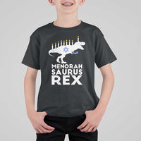 Funny Hanukkah T Shirt For Kid Menorah Saurus Rex Dinosaur David Star - Wonder Print Shop