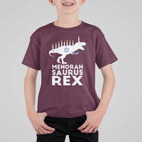 Funny Hanukkah T Shirt For Kid Menorah Saurus Rex Dinosaur David Star - Wonder Print Shop