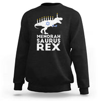 Funny Hanukkah Sweatshirt Menorah Saurus Rex Dinosaur David Star - Wonder Print Shop