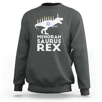 Funny Hanukkah Sweatshirt Menorah Saurus Rex Dinosaur David Star - Wonder Print Shop