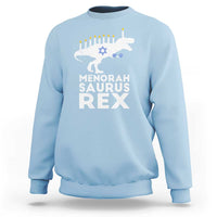 Funny Hanukkah Sweatshirt Menorah Saurus Rex Dinosaur David Star - Wonder Print Shop