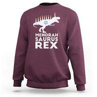 Funny Hanukkah Sweatshirt Menorah Saurus Rex Dinosaur David Star - Wonder Print Shop