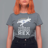 Funny Hanukkah T Shirt For Women Menorah Saurus Rex Dinosaur David Star - Wonder Print Shop