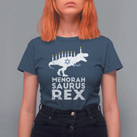 Funny Hanukkah T Shirt For Women Menorah Saurus Rex Dinosaur David Star - Wonder Print Shop